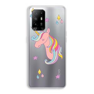 CaseCompany Roze eenhoorn: Oppo A94 5G Transparant Hoesje