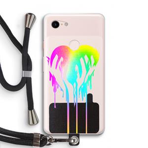 CaseCompany Hold My Heart: Pixel 3 XL Transparant Hoesje met koord