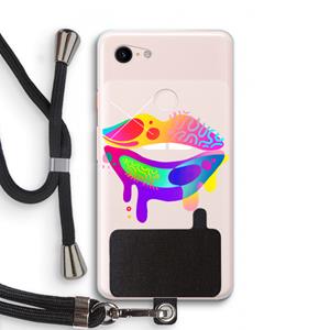 CaseCompany Lip Palette: Pixel 3 XL Transparant Hoesje met koord