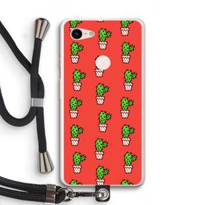 CaseCompany Mini cactus: Pixel 3 XL Transparant Hoesje met koord
