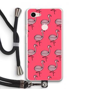 CaseCompany Flamingo: Pixel 3 XL Transparant Hoesje met koord