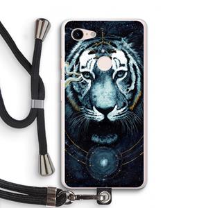 CaseCompany Darkness Tiger: Pixel 3 XL Transparant Hoesje met koord