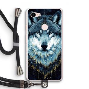 CaseCompany Darkness Wolf: Pixel 3 XL Transparant Hoesje met koord