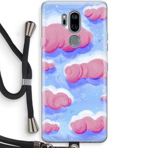 CaseCompany Roze wolken met vogels: LG G7 Thinq Transparant Hoesje met koord