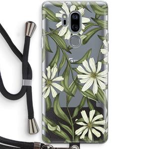 CaseCompany Wit bloemenpatroon: LG G7 Thinq Transparant Hoesje met koord