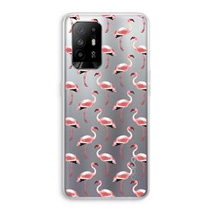 CaseCompany Flamingoprint groen: Oppo A94 5G Transparant Hoesje