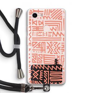 CaseCompany Marrakech Pink: Pixel 3 XL Transparant Hoesje met koord