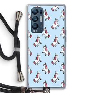 CaseCompany Eenhoorns overal: Oppo Find X3 Neo Transparant Hoesje met koord