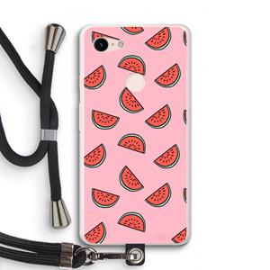 CaseCompany Watermeloen: Pixel 3 XL Transparant Hoesje met koord