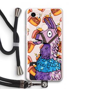 CaseCompany Loot Burger: Pixel 3 XL Transparant Hoesje met koord
