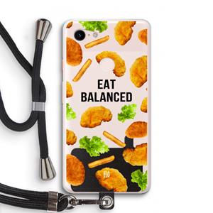 CaseCompany Eat Balanced: Pixel 3 XL Transparant Hoesje met koord