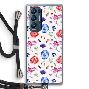 CaseCompany Bloemetjes: Oppo Find X3 Neo Transparant Hoesje met koord