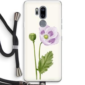 CaseCompany Purple poppy: LG G7 Thinq Transparant Hoesje met koord