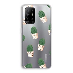 CaseCompany Cactusprint roze: Oppo A94 5G Transparant Hoesje