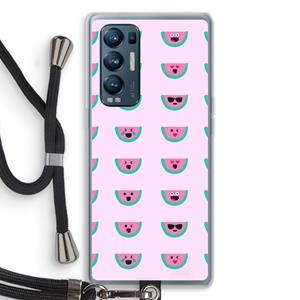 CaseCompany Smiley watermeloenprint: Oppo Find X3 Neo Transparant Hoesje met koord