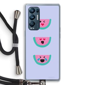 CaseCompany Smiley watermeloen: Oppo Find X3 Neo Transparant Hoesje met koord