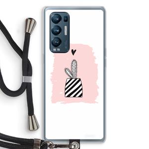 CaseCompany Zwart-wit cactus: Oppo Find X3 Neo Transparant Hoesje met koord