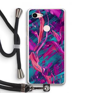 CaseCompany Pink Clouds: Pixel 3 XL Transparant Hoesje met koord
