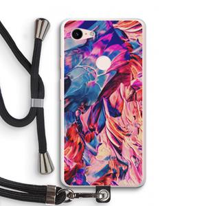 CaseCompany Pink Orchard: Pixel 3 XL Transparant Hoesje met koord