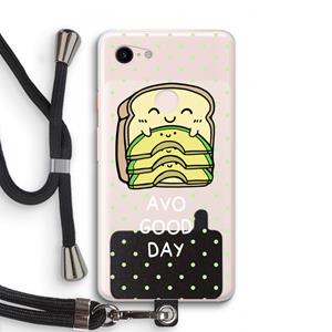 CaseCompany Avo Good Day: Pixel 3 XL Transparant Hoesje met koord
