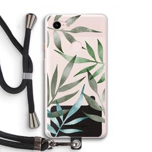 CaseCompany Tropical watercolor leaves: Pixel 3 XL Transparant Hoesje met koord
