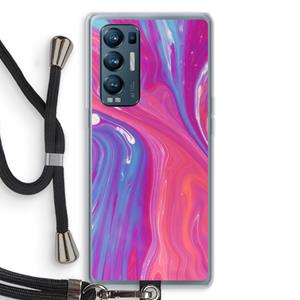 CaseCompany Paarse stroom: Oppo Find X3 Neo Transparant Hoesje met koord