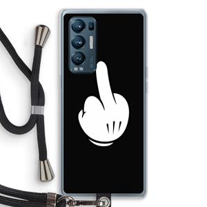 CaseCompany Middle finger black: Oppo Find X3 Neo Transparant Hoesje met koord
