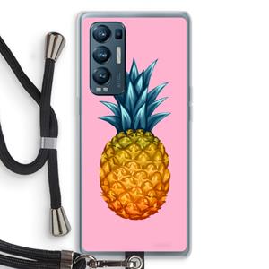 CaseCompany Grote ananas: Oppo Find X3 Neo Transparant Hoesje met koord