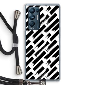 CaseCompany Zwarte vegen: Oppo Find X3 Neo Transparant Hoesje met koord