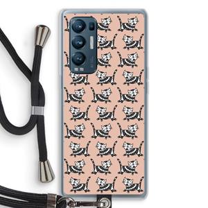 CaseCompany Zwarte poes: Oppo Find X3 Neo Transparant Hoesje met koord