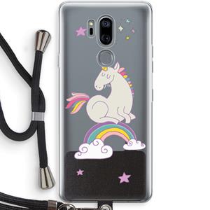 CaseCompany Regenboog eenhoorn: LG G7 Thinq Transparant Hoesje met koord