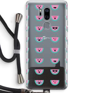 CaseCompany Smiley watermeloenprint: LG G7 Thinq Transparant Hoesje met koord