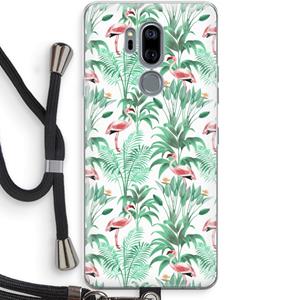 CaseCompany Flamingo bladeren: LG G7 Thinq Transparant Hoesje met koord