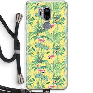 CaseCompany Flamingo party: LG G7 Thinq Transparant Hoesje met koord