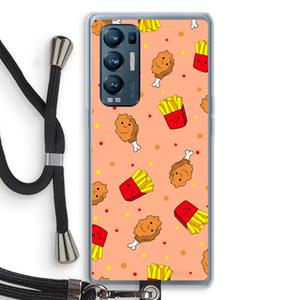 CaseCompany Chicken 'n Fries: Oppo Find X3 Neo Transparant Hoesje met koord