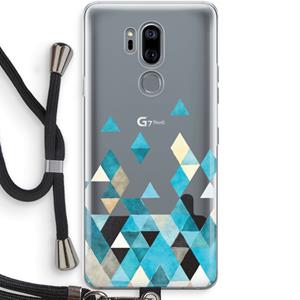 CaseCompany Gekleurde driehoekjes blauw: LG G7 Thinq Transparant Hoesje met koord