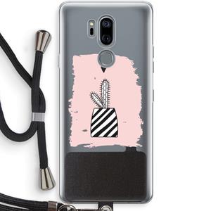 CaseCompany Zwart-wit cactus: LG G7 Thinq Transparant Hoesje met koord
