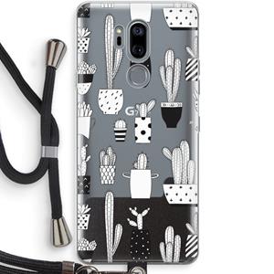 CaseCompany Cactusmotief: LG G7 Thinq Transparant Hoesje met koord