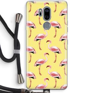 CaseCompany Flamingo's geel: LG G7 Thinq Transparant Hoesje met koord