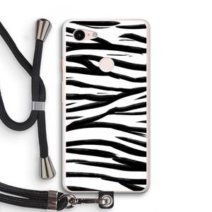CaseCompany Zebra pattern: Pixel 3 XL Transparant Hoesje met koord