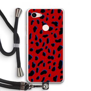CaseCompany Red Leopard: Pixel 3 XL Transparant Hoesje met koord