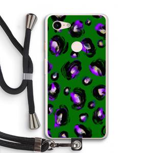 CaseCompany Green Cheetah: Pixel 3 XL Transparant Hoesje met koord