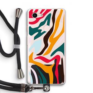 CaseCompany Colored Zebra: Pixel 3 XL Transparant Hoesje met koord