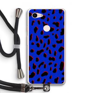 CaseCompany Blue Leopard: Pixel 3 XL Transparant Hoesje met koord