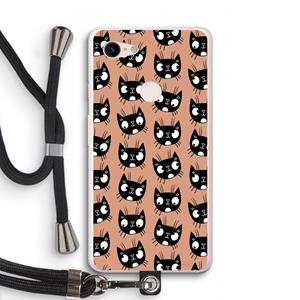 CaseCompany Kat: Pixel 3 XL Transparant Hoesje met koord