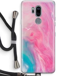 CaseCompany Roze explosie: LG G7 Thinq Transparant Hoesje met koord