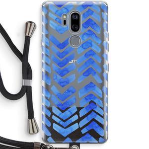 CaseCompany Blauwe pijlen: LG G7 Thinq Transparant Hoesje met koord