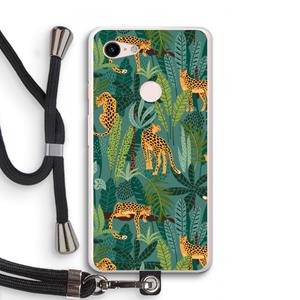 CaseCompany Luipaard 2: Pixel 3 XL Transparant Hoesje met koord