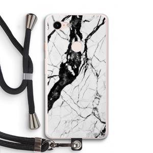 CaseCompany Witte marmer 2: Pixel 3 XL Transparant Hoesje met koord