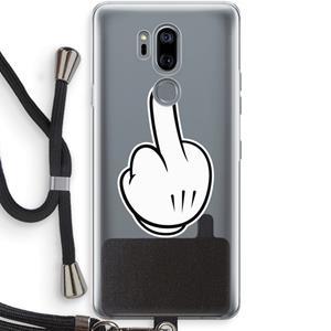 CaseCompany Middle finger white: LG G7 Thinq Transparant Hoesje met koord